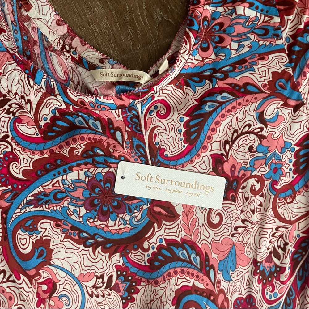 NWT Soft surroundings Kara Paisley Print Pink and Blue Dress - Picture 4 of 9